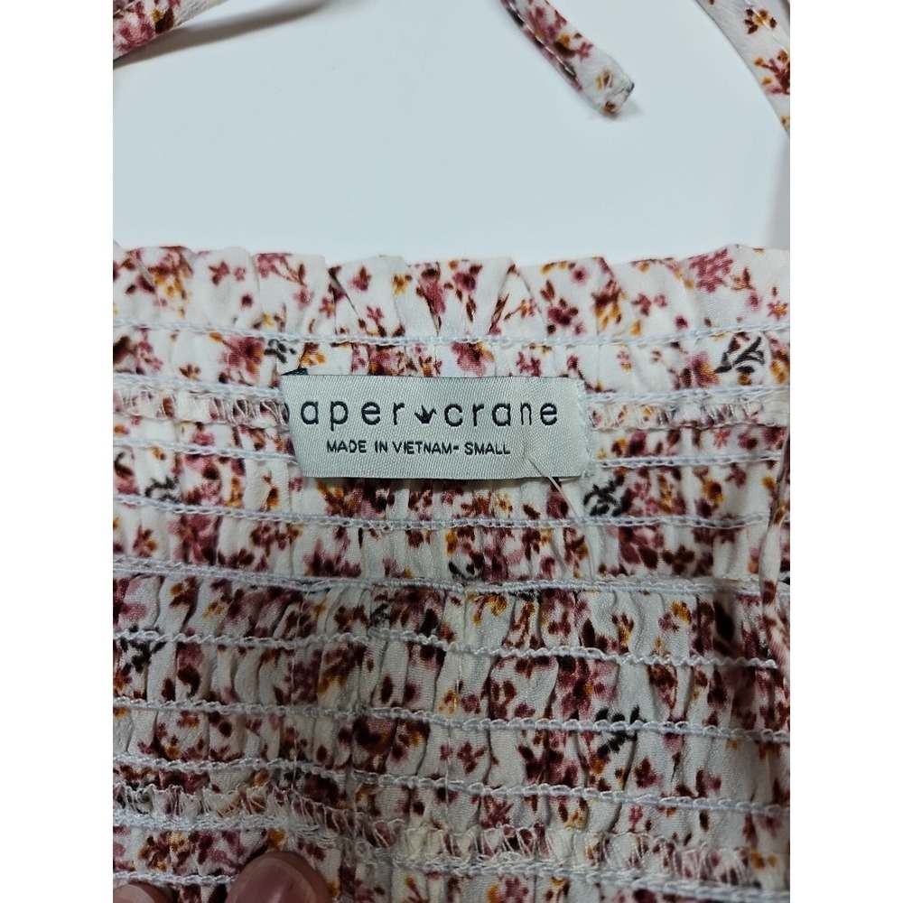 Paper Crane Women's Floral Smocked Spaghetti Strap Babydoll Tank Top Size Small‎ - Picture 3 of 6